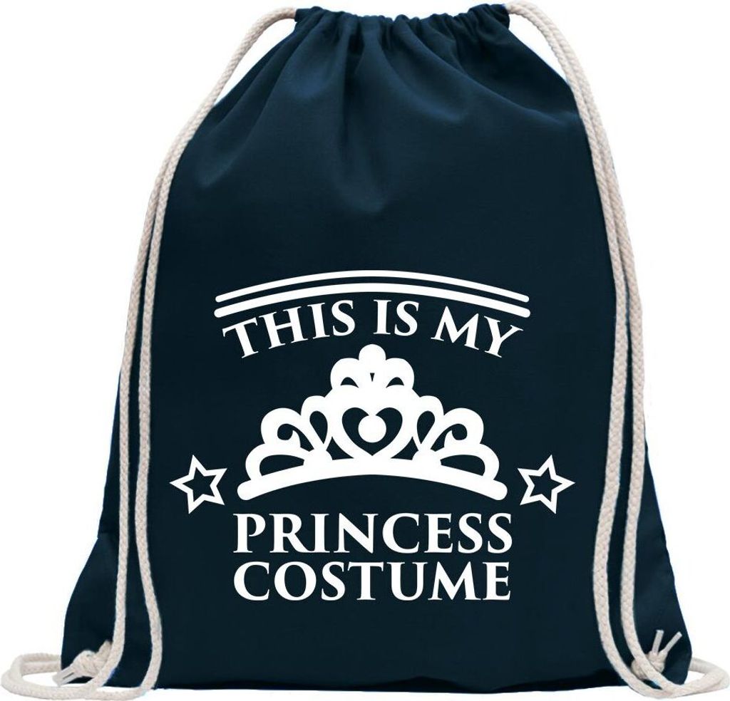 Kiwistar - Turnbeutel - dunkelblau - This is My Princess Costume - Fun Rucksack Sport Beutel Gymsack Baumwolle mit Ziehgurt