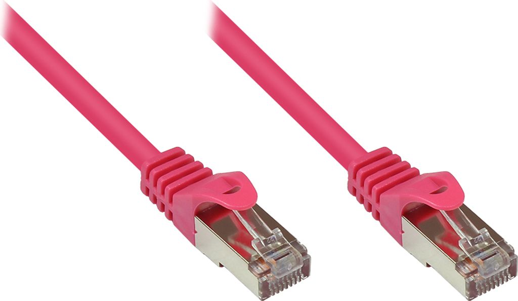 RNS Patchkabel mit Rastnasenschutz, Cat. 5e, SF/UTP, PVC, 100MHz, magenta, 3m, Good Connections