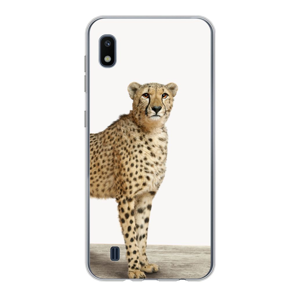 MuchoWow Handyhülle Schutzhülle Hülle für Samsung Galaxy A10 Leopard - Tiere - Weißer Hintergrund - Kinder - Jungen - Mädchen Silikon Softc...