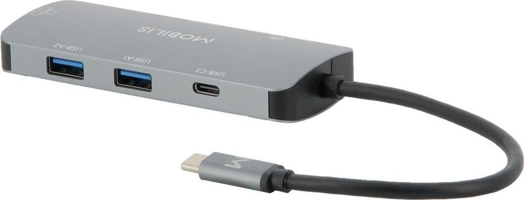 Mobilis 001382 laptop-dockingstation & portreplikator Kabelgebunden USB 3.2 Gen 1 (3.1 Gen 1) Type-C Schwarz, Grau