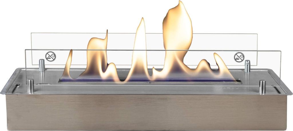 Xaralyn Ethanolkamin - Ethanolbrenner L - mit Einbaulippe - Gebürsteter Edelstahl - 3 kW Heizung - Ethanol Einbaukamin - echte Flammen