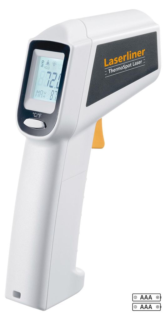 Laserliner ThermoSpot Laser, F, °C, -20 - 315 °C, Schwarz, Grau, Gelb, 1 °C, 9 V, 38 mm