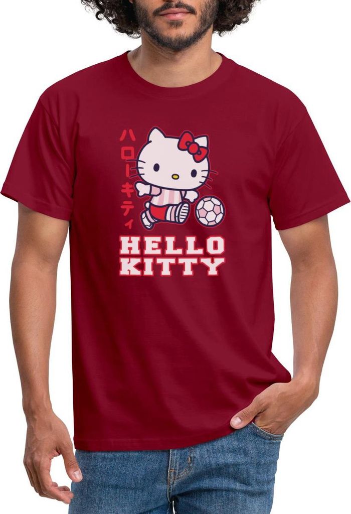 Spreadshirt Hello Kitty Spielt Fussball Sport Männer T-Shirt, S, Ziegelrot