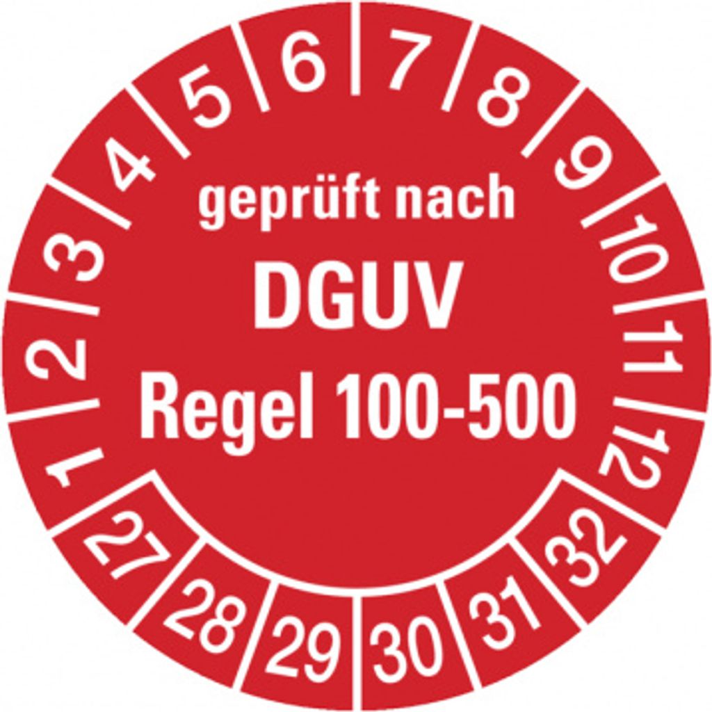 Dreifke Aufkleber Prüfplakette, DGUV Regel 100-500, rot/weiß, Folie, Ø 30 mm...