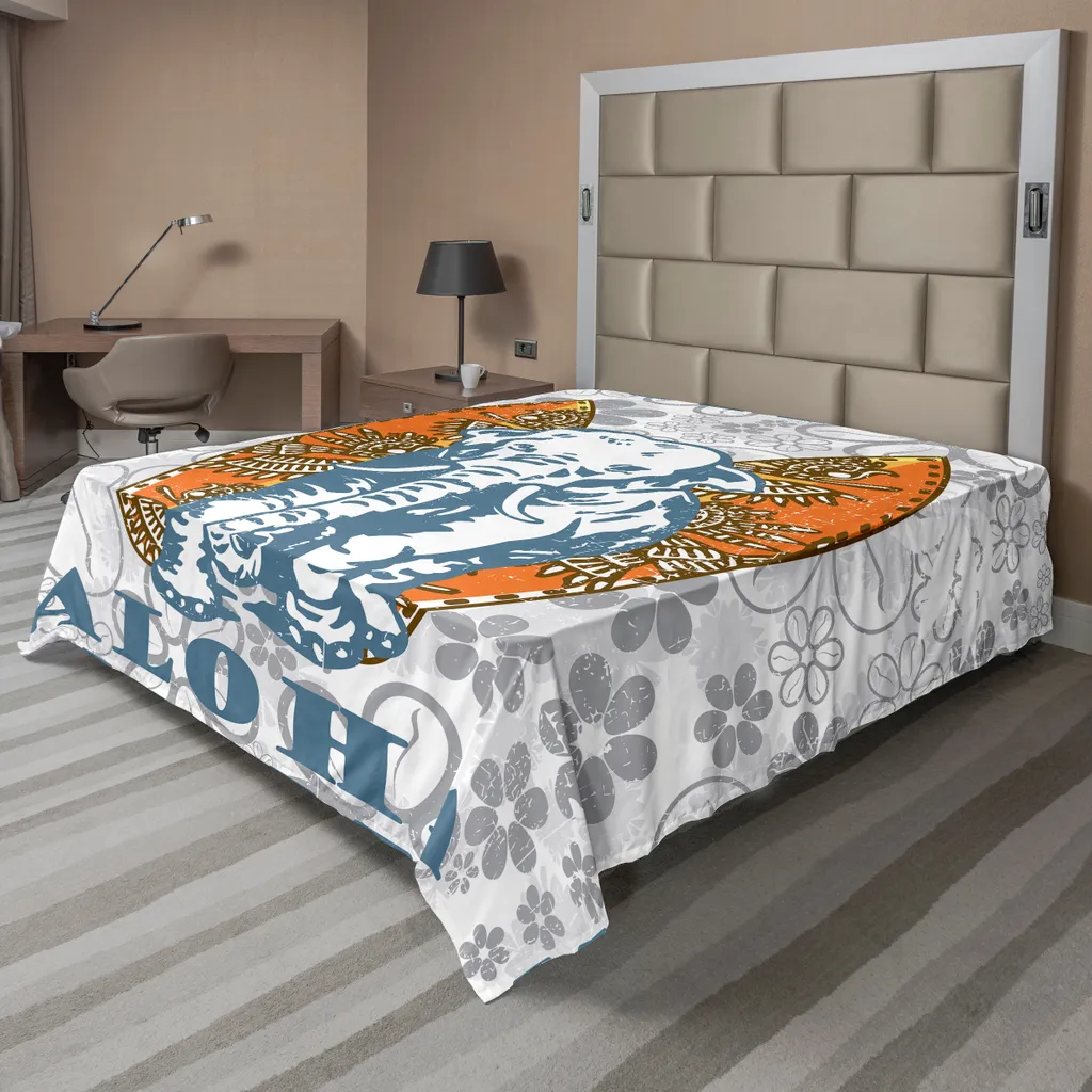 Lenzuolo ABAKUHAUS Elefanti Aloha 275x260 - Design Blu-Grigio Comfort