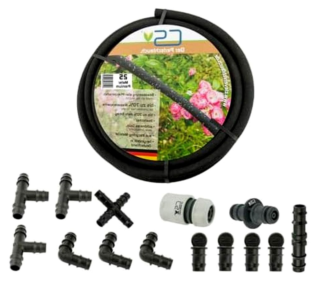 CS Perlschlauch Premium 25m inkl. Starterset – eco Tropfschlauch für Garten, Beet und Hecke – nachhaltiger und wassersparender Bewässerungssc...