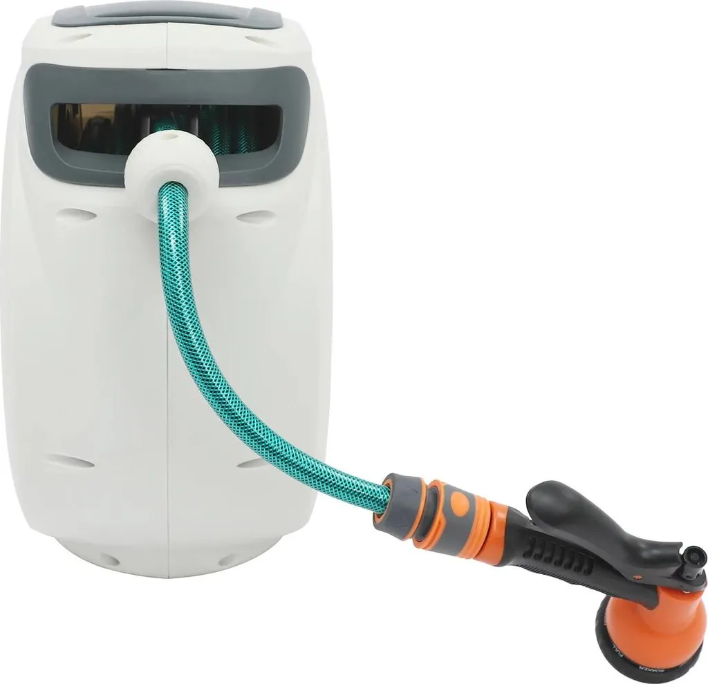 Enrouleur automatique 20m avec pistolet 6 fonctions - ABS Blanc Robuste