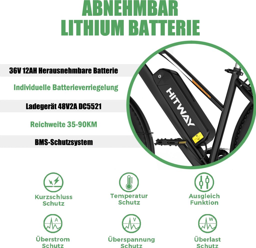 HITWAY E Bike 28" Elektrofahrrad E-Mountainbike 28" Produktbild 5