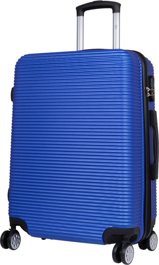 ABS Hartschale Reise Koffer Trolley Gepäck vier 360° Rollen Malaga Blau Gr. L