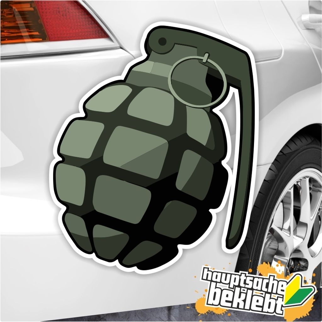 Kiwistar - Autoaufkleber - Handgranate Aufkleber - 24 x 15 cm - für Auto, Laptop, Fahrrad, LKW, Motorrad Aufkleber mehrfarbig Sticker Decal