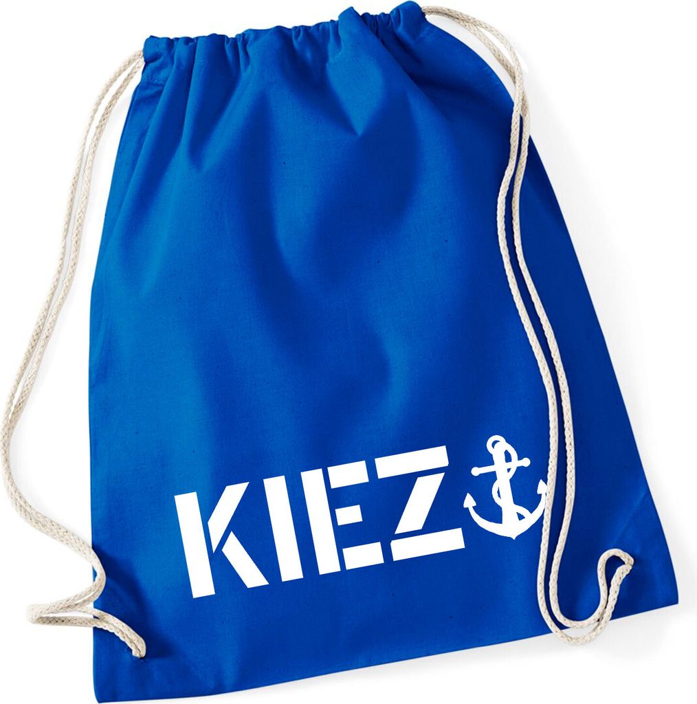 Huuraa Turnbeutel Kiez Anker 12 Liter Bright Royal Baumwolle Rucksack Geschenkidee