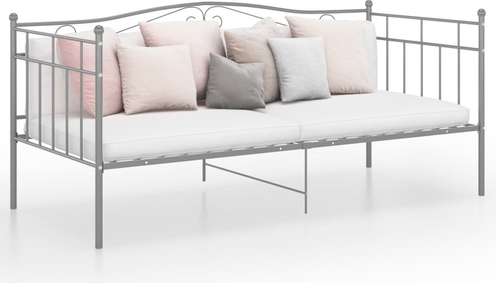 The Living Store Schlafsofa Bettgestell Grau Metall 90x200 Produktbild 