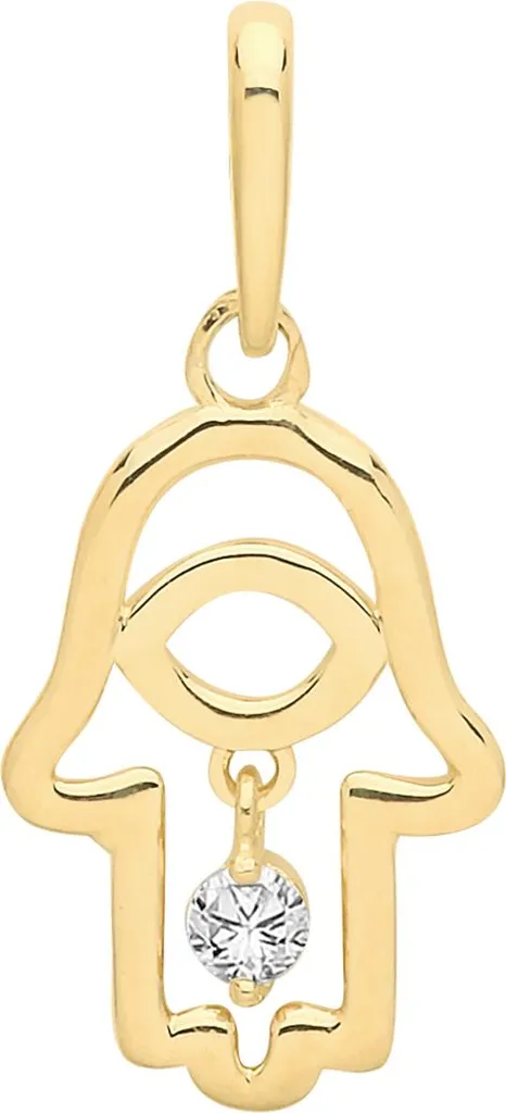 Pendentif Hamsa Femme en Or 375/1000 et Oxydes de Zirconium TRS28230