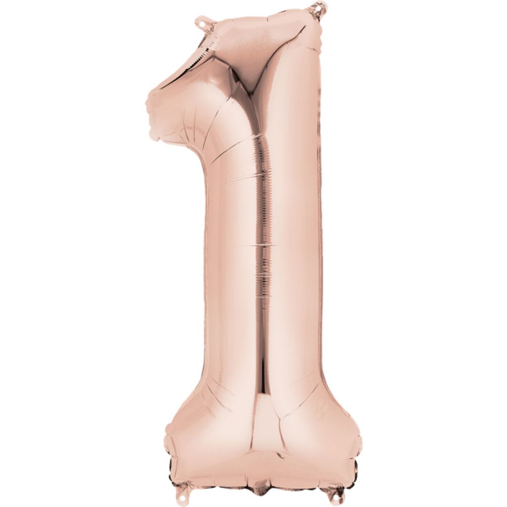 amscan 9906276 Folienballon Zahl 1 - rose gold