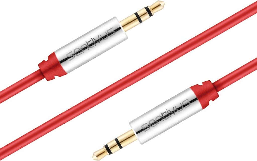 Sentivus Premium Audio Klinken Kabel - 2,00m - rot - 3.5mm Stecker zu 3.5mm Stecker - AUX-Anschluss für Auto, MP3-Player, iPod, Tablets, Laptop od...