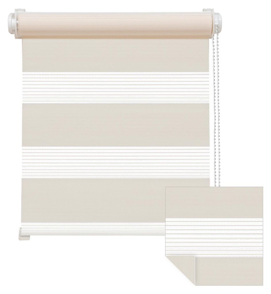 Doppelrollo Fenster ohne Bohren Zevra 90x160cm creme Produktbild 