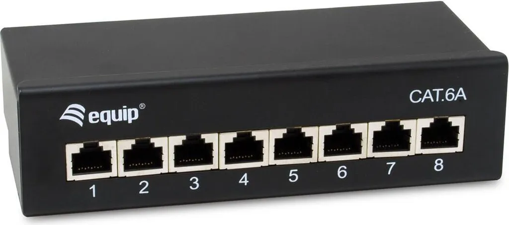 Equip Patchpanel 8x RJ45 Cat6A 19" FTP 1HE Premium schwarz - FTP - RJ-45 (326621)