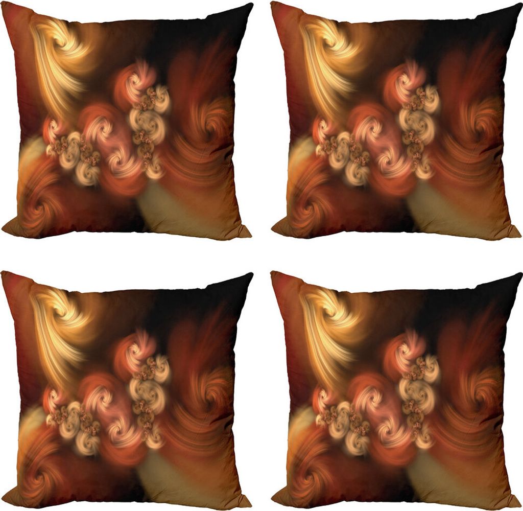 ABAKUHAUS Abstrakt Surreal Kissenbezug Set (4 Stück), Fractal-Spirale, Moderner Doppelseitiger Digitaldruck, 50 cm x 50 cm, Schokolade Zimt