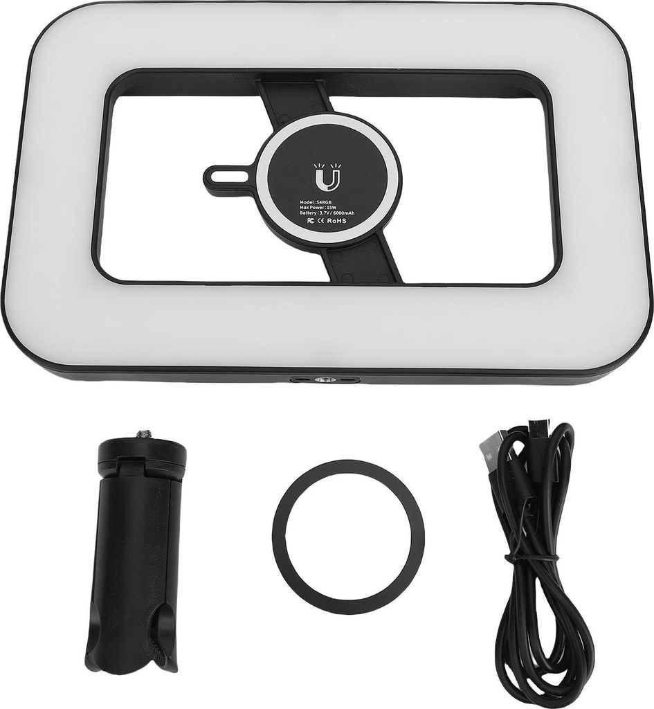 Smartphone-Video-Rig mit Licht, 2500–6500 K RGB, 0–359 °, großer Farbbereich, Handstabilisator für Mobiltelefone