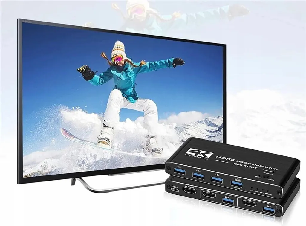 KVM Switch HDMI 2.0 pour Télétravail : 2 PC sur 1 Écran 4K avec USB 3.0 - 12