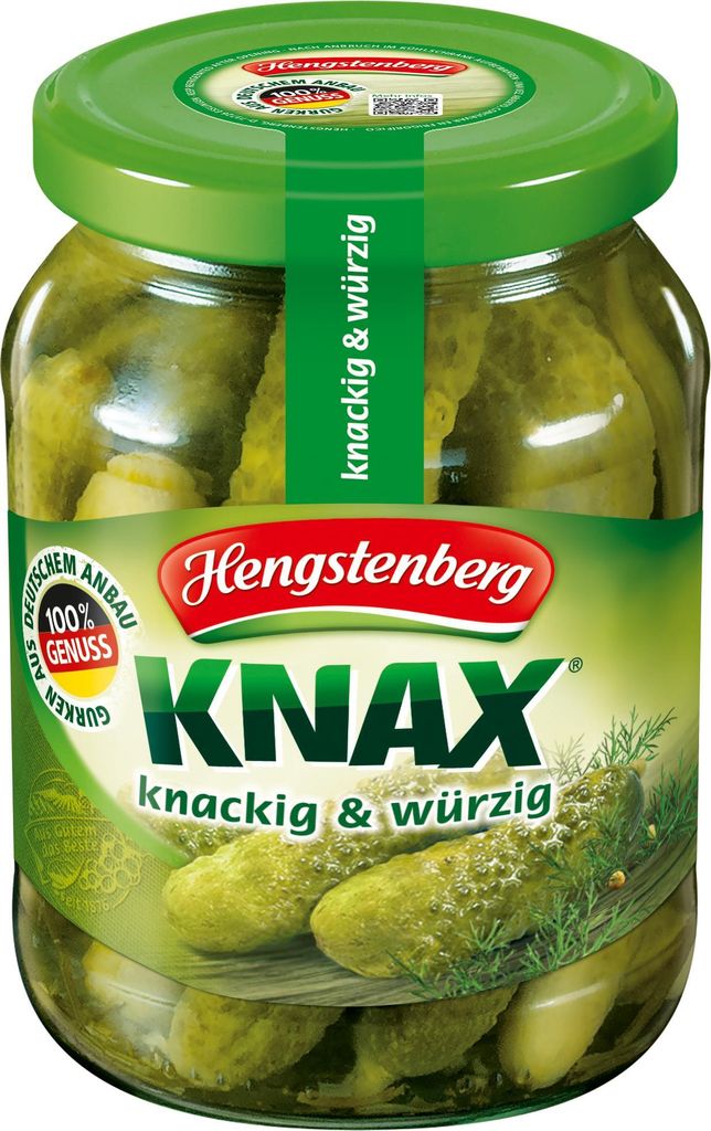 Hengstenberg Knax Gewürzgurken im Glas vegan glutenfrei 330g