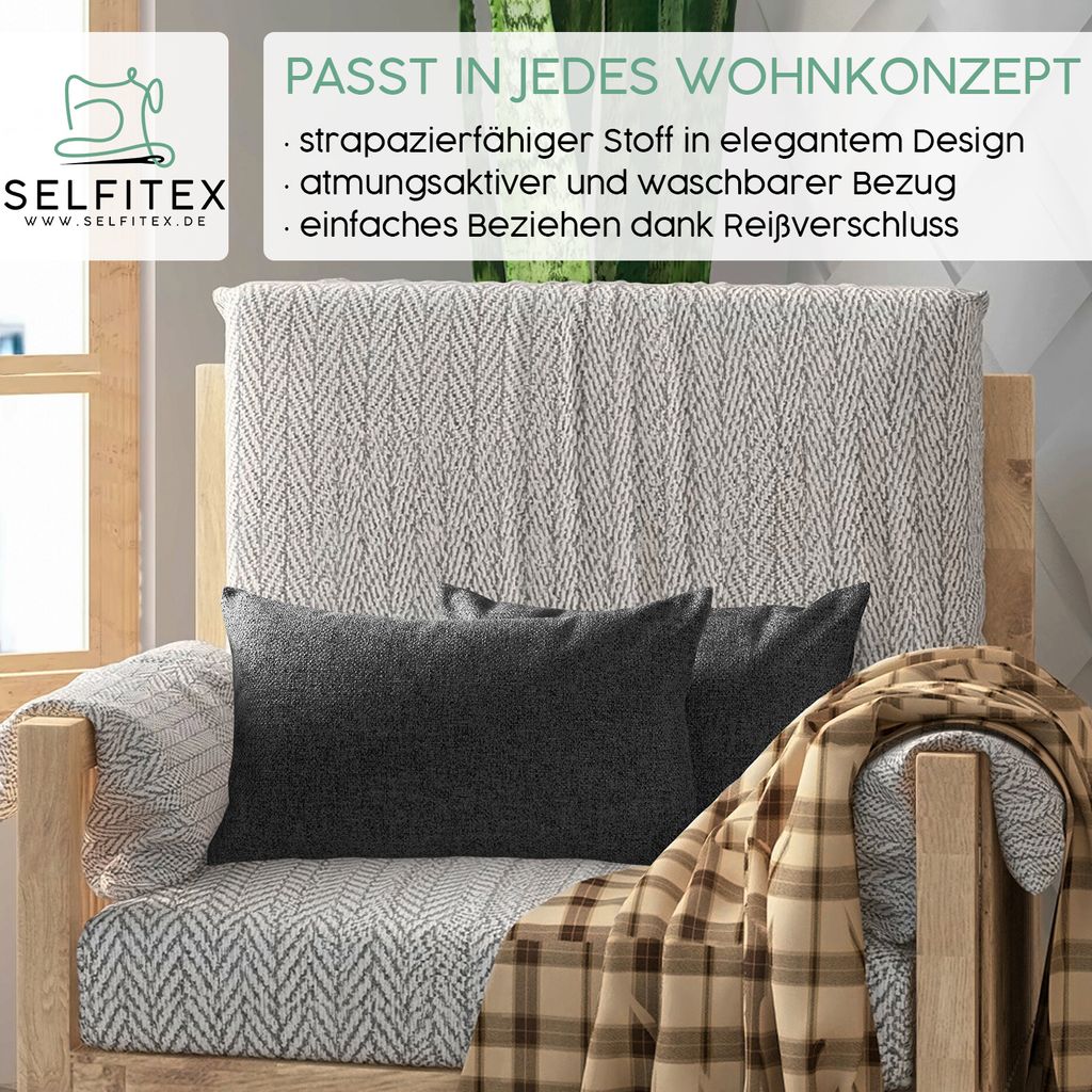 Selfitex 2er Set 30x50 cm, Sofakissen mit Füllung und Produktbild 4