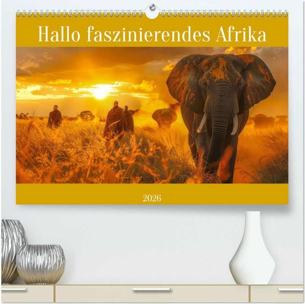 Hallo faszinierendes Afrika (hochwertiger Premium Wandkalender 2026 DIN A2 quer), Kunstdruck in Hochglanz