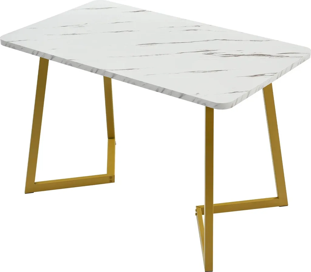 Table à manger rectangulaire 117x68 cm en MDF gris clair et métal - 4