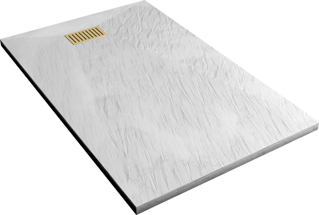 Receveur de douche Blanc Effet Pierre 90x140 cm et Grille Image du produit 