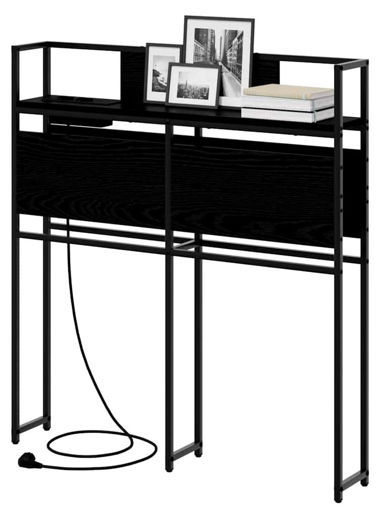 Stauraum-Kopfteil mit Regal in Schwarzer Eiche, 90 cm, Holzwerkstoff, modernes Schlafzimmermöbel, praktischer Organizer, platzsparendes Bett mit a...