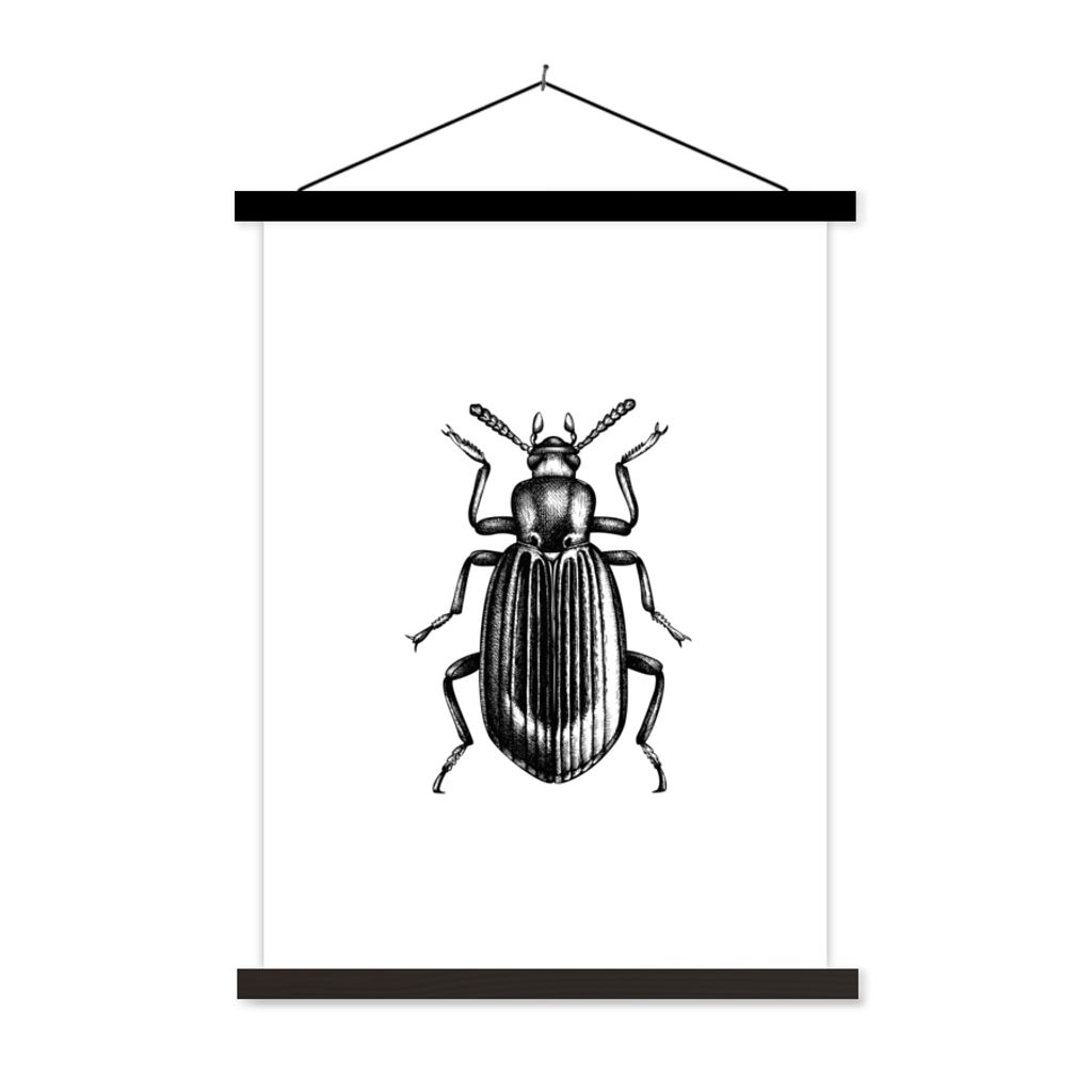 MuchoWow Textilposter Käfer - Tiere - Vintage 120x160 cm mit schwarzem Rahmen - Magnetischer