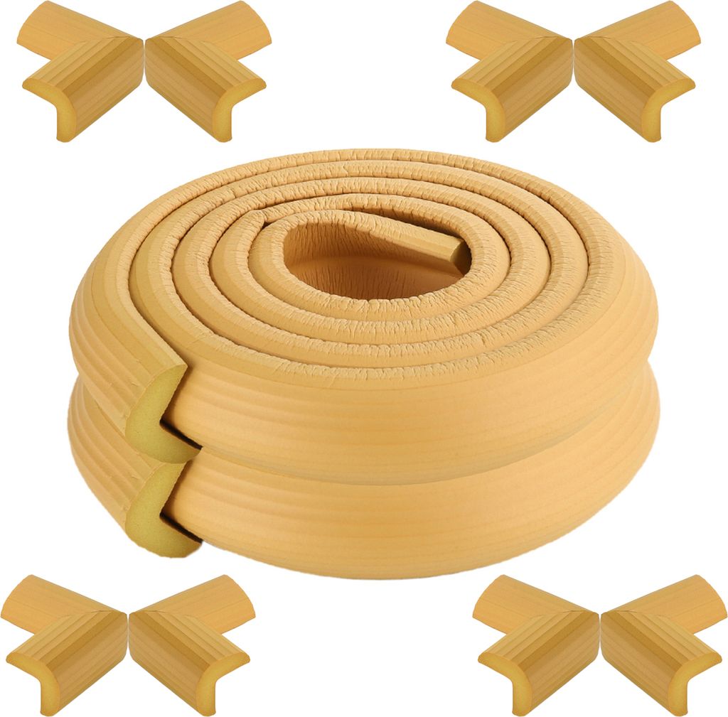 CANDeal 4 Meter gestreifter Aderkantenschutz und 8 x Eckenschutz, Premium-High-Density-Schaum baby schützende Haushalt Werkzeug für Tisch, Bank u...