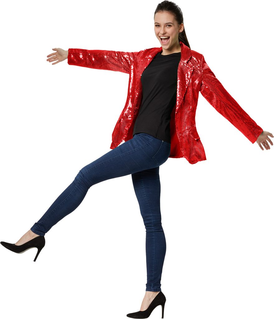 Pailletten-Jackett Damen - rot, S