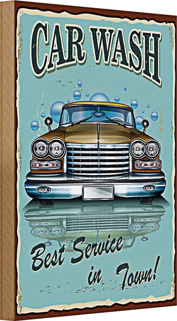 Holzschild Car Wash 20x30cm best service in town vintage