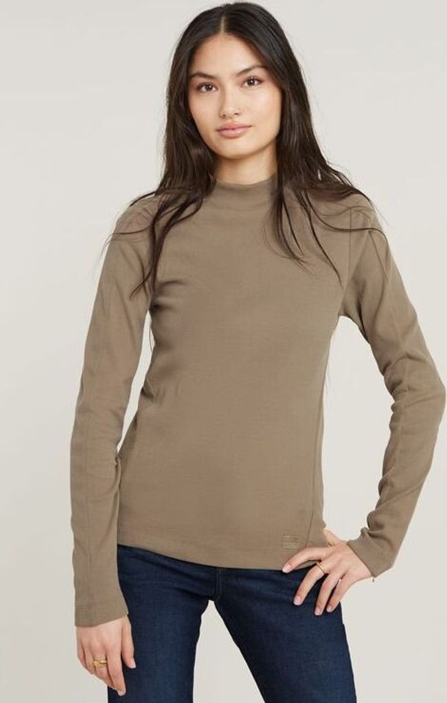G-STAR RAW SLIM RIB MOCK L/S WMN Damen Longsleeve
