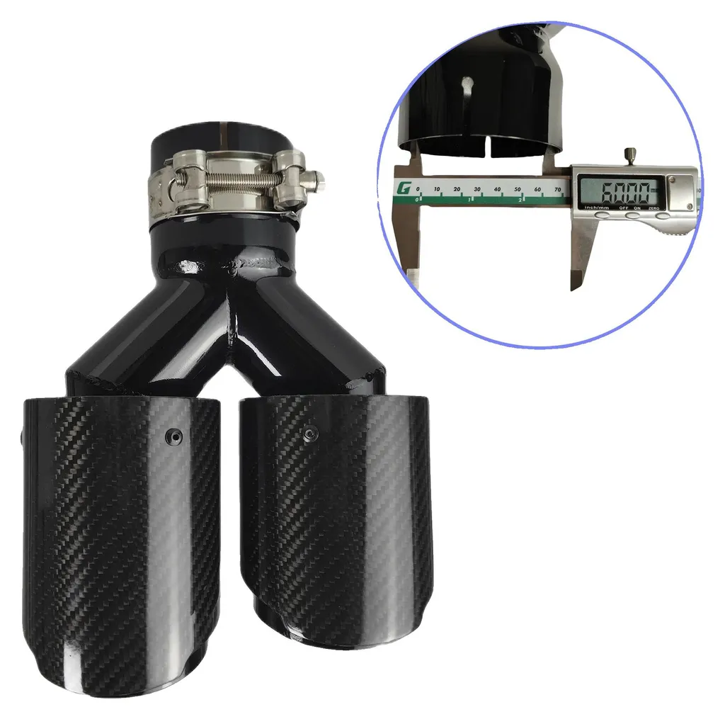 Embout d'échappement en carbone 60mm vers 101mm sortie droite universel