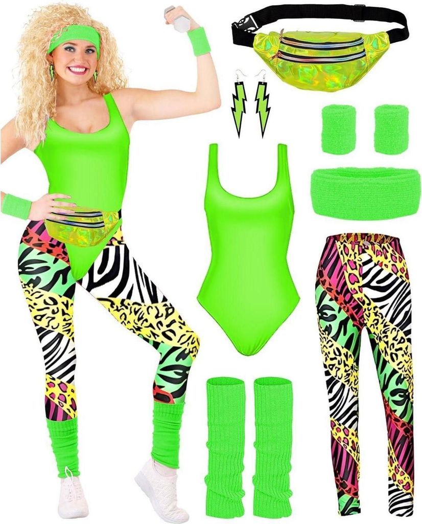 BIQIQI 80er Jahre Damen Outfit Set Retro Trainingsanzug Produktbild 