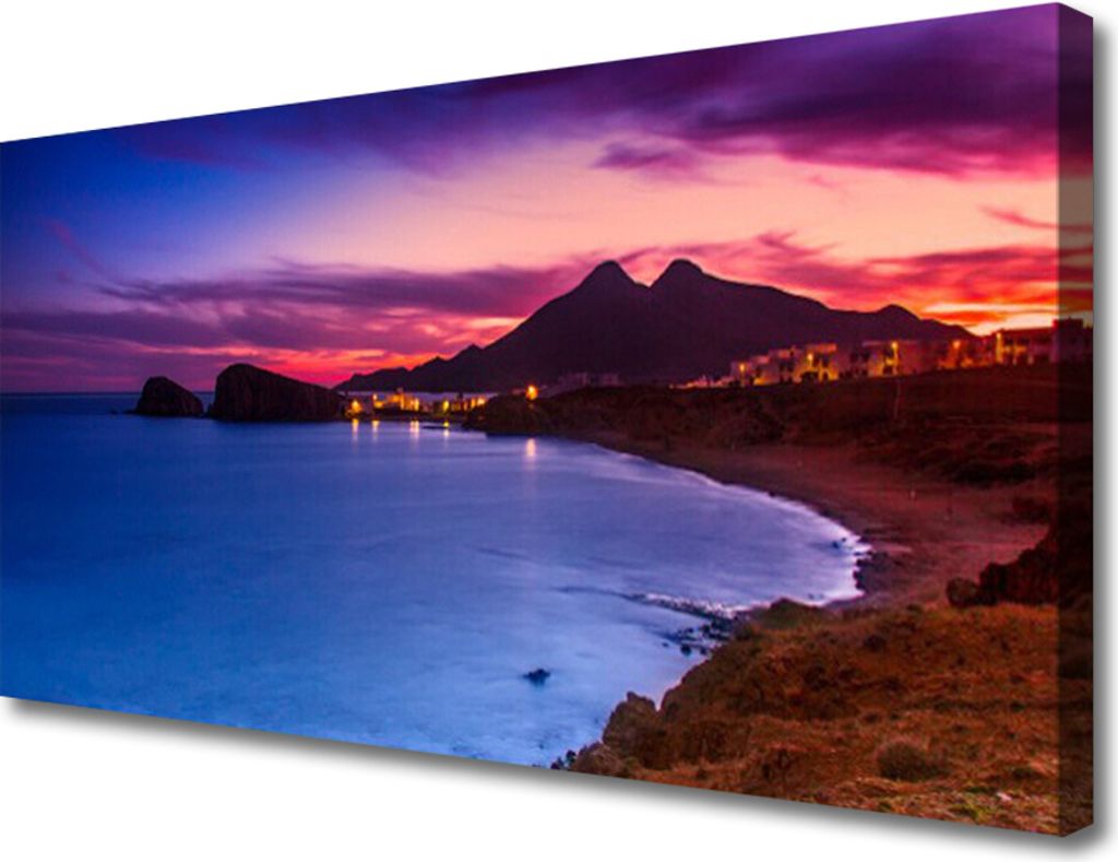 Tulup Leinwand-Bilder 100x50 Wandbild Canvas Kunstdruck Meer Strand Gebirge Landschaft