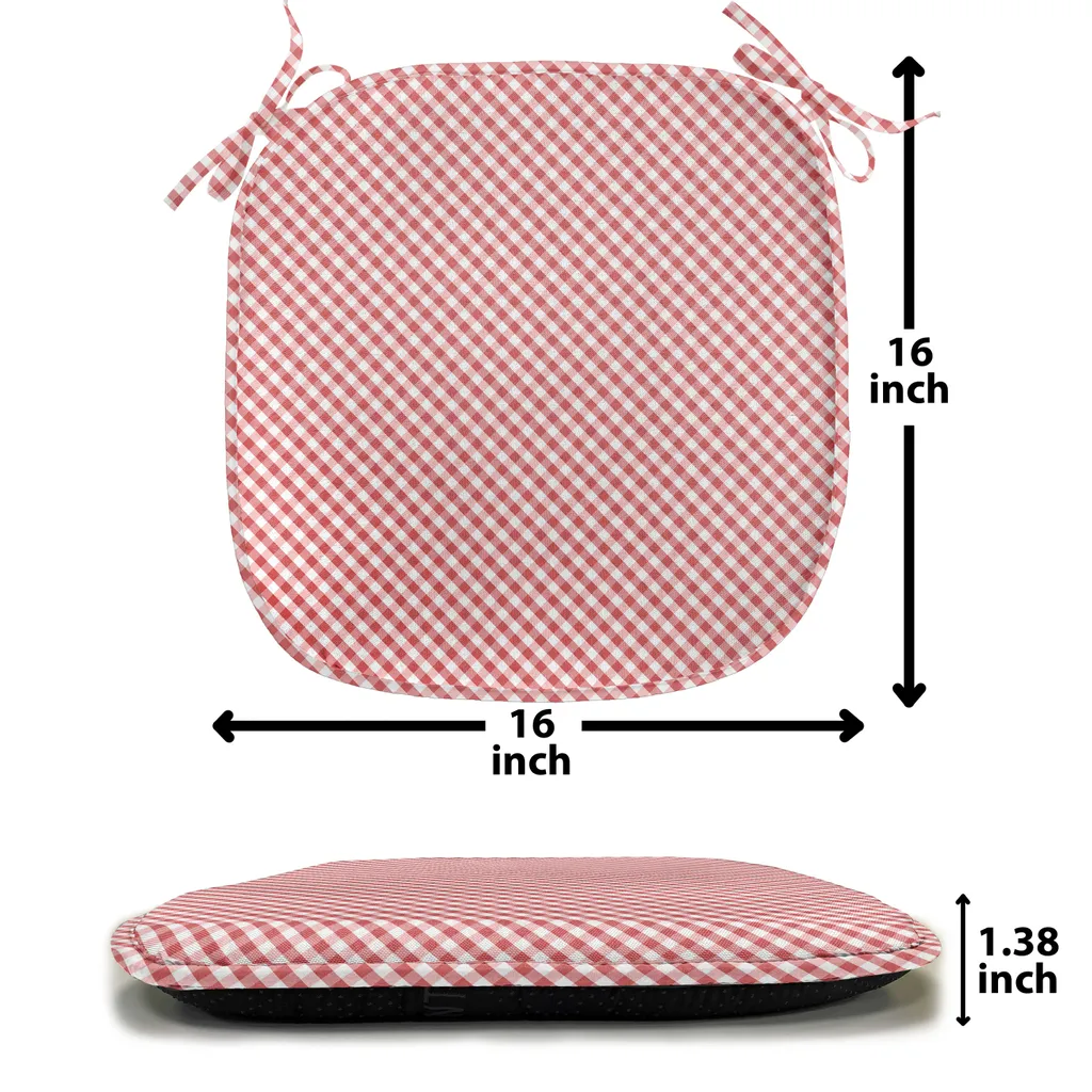 ABAKUHAUS Rivestimenti a quadri per sedie da sala da pranzo, quadrati rossi retrò, cuscini decorativi impermeabili con cinturini per sedie da cucina, 40 cm x 40 cm - confezione da 12, corallo scuro rosa pallido - 4