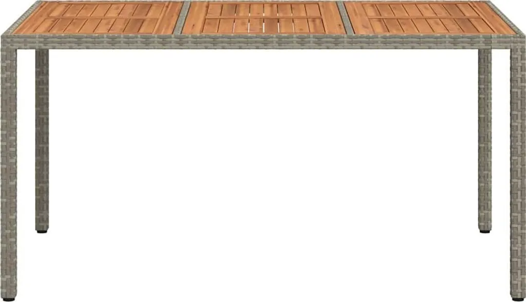 Table de Jardin en Poly Rotin Gris Résistant aux Intempéries 150x90 cm