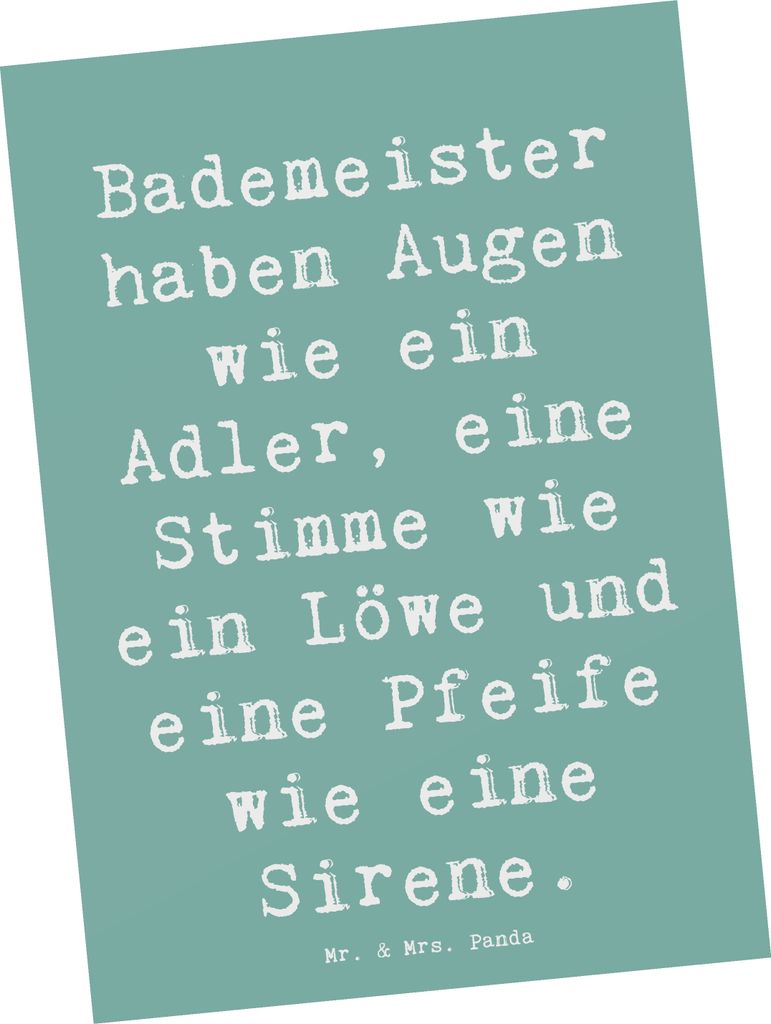 Mr. & Mrs. Panda Postkarte Spruch Bademeister Superheld - Meeresbrise - Geschenk, Berufsprodukte, Fotokarte, Postkarten, Gemeinschaft, Grußkarte, ...