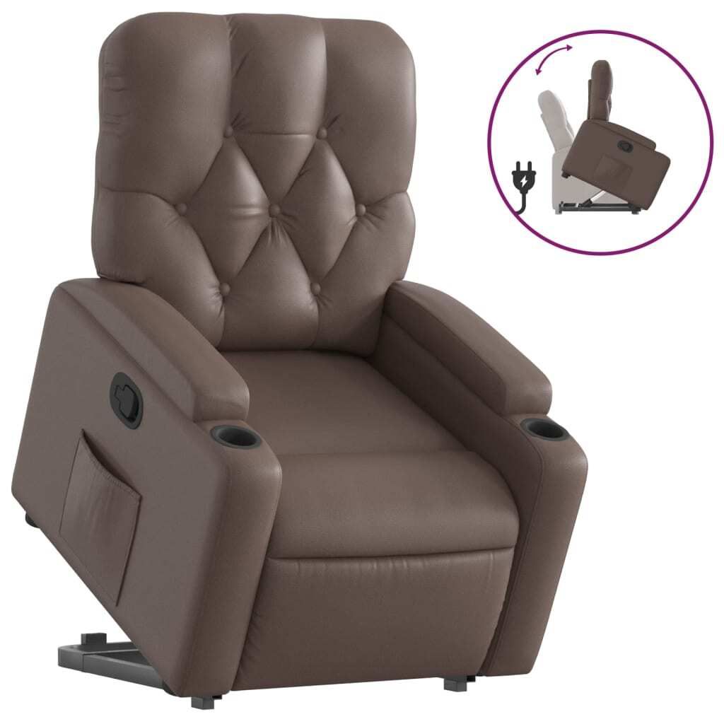 (Robust Möbel)Relaxsessel- TV-Sessel - Einzelsofa elegantes Design - mit Aufstehhilfe Braun Kunstleder - 74x86,5x93,5cm - Couchsessel DEMöbel...