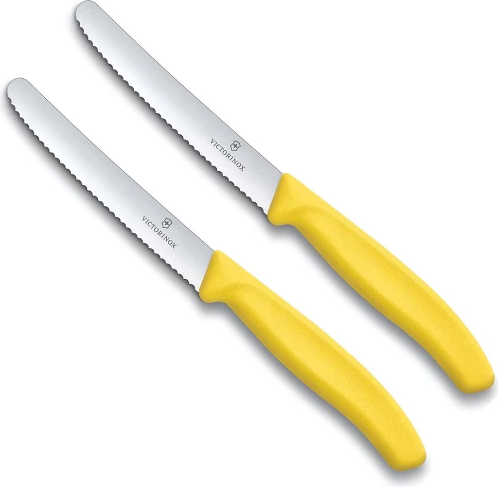 Victorinox | Tafelmesser Set Swiss Classic | ergonomischer Wellenschliff | in strahlendem Gelb | spülmaschinengeeignet | ideal für präzises Schn...