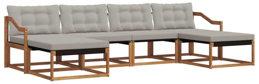 vidaXL Outdoor-Sofagarnitur mit Kissen 6 pcs Natürlich und Hellgrau