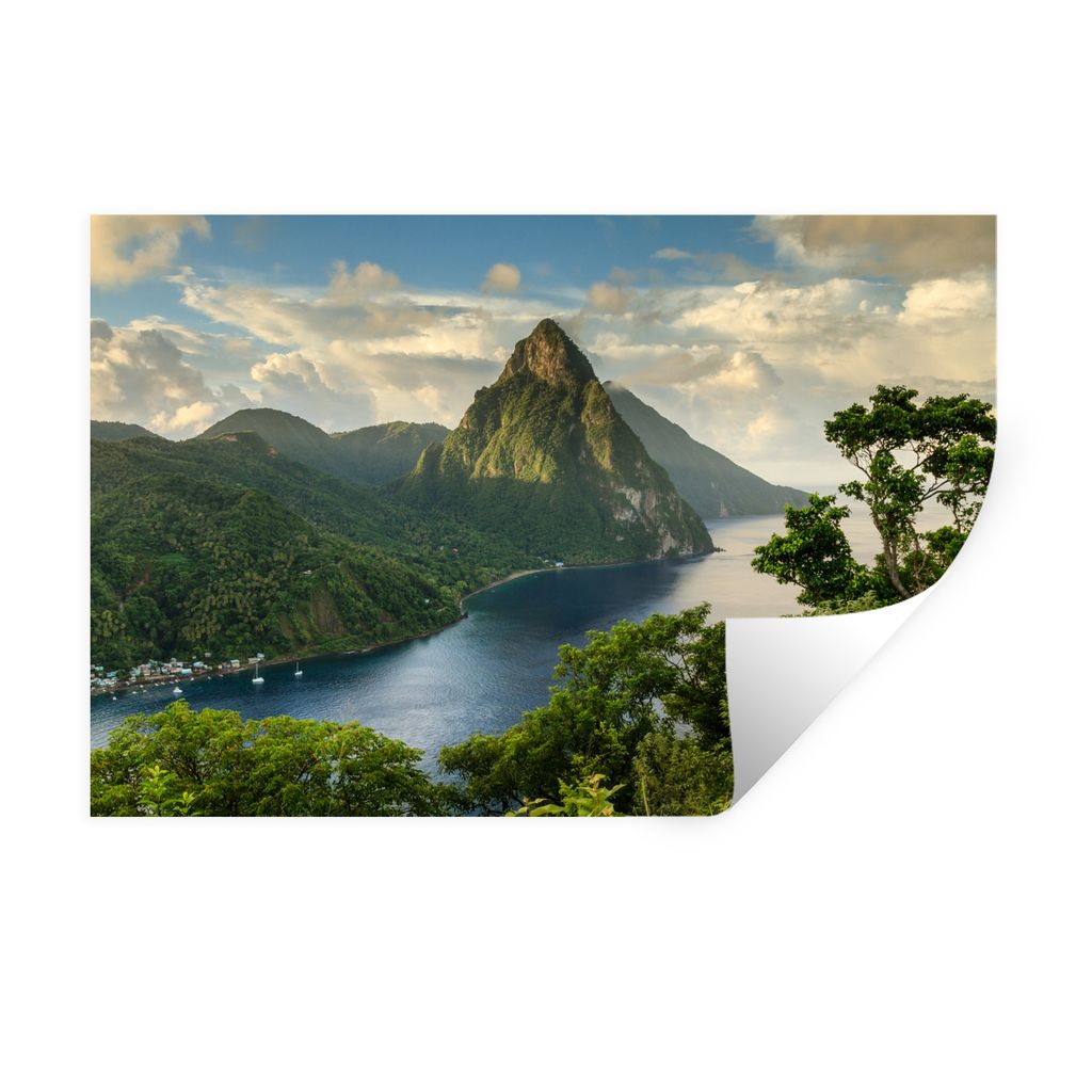 MuchoWow Wandtattoo Wandsticker Wandaufkleber St. Lucia 90x60 cm Selbstklebend und Repositionierbar - Aufkleber