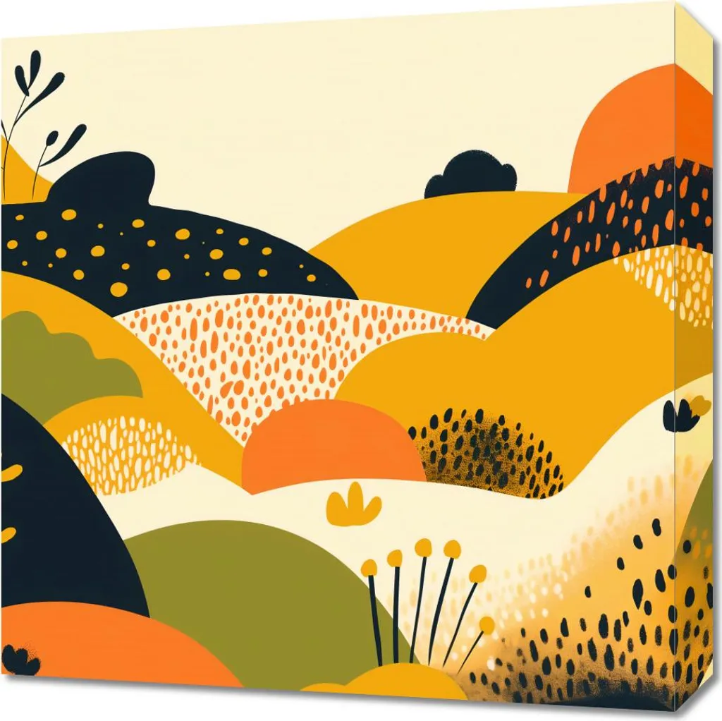Quadro Moderno 50x50 cm Paesaggio Astratto Colori del Sole