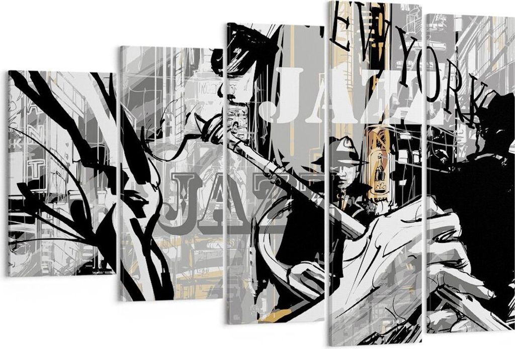 Bild auf Leinwand - Leinwandbild - Jazz Musik Musiker - 150x100cm - Wand Bild - Wanddeko - Leinwanddruck - Bilder - Kunstdruck - Wanddekoration - L...