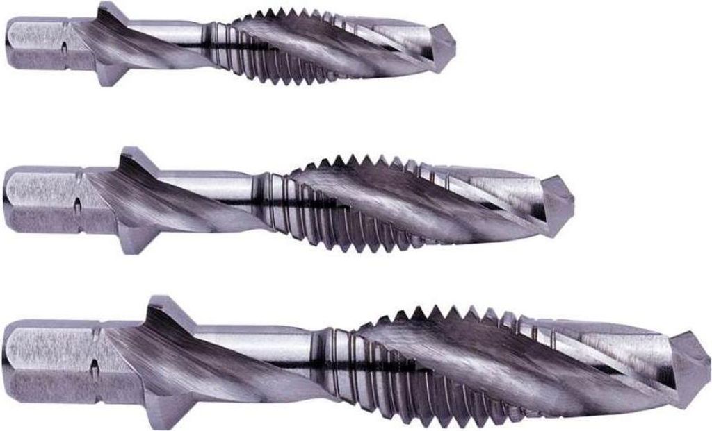 Exact Gewindebohrer-Set M4/M5/M6 HSSG mit Entgratfunktion