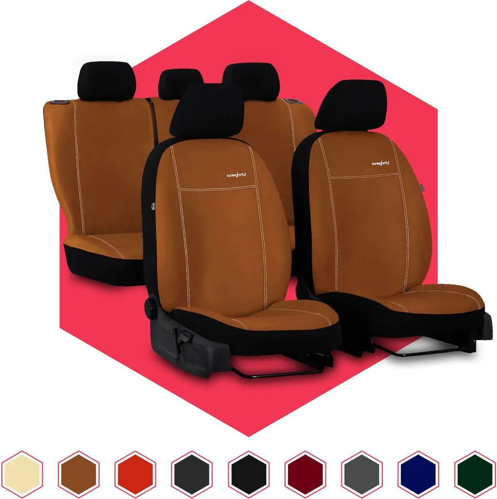 Coprisedili auto Coprisedili universali per Mercedes Classe C W202 Set auto marrone