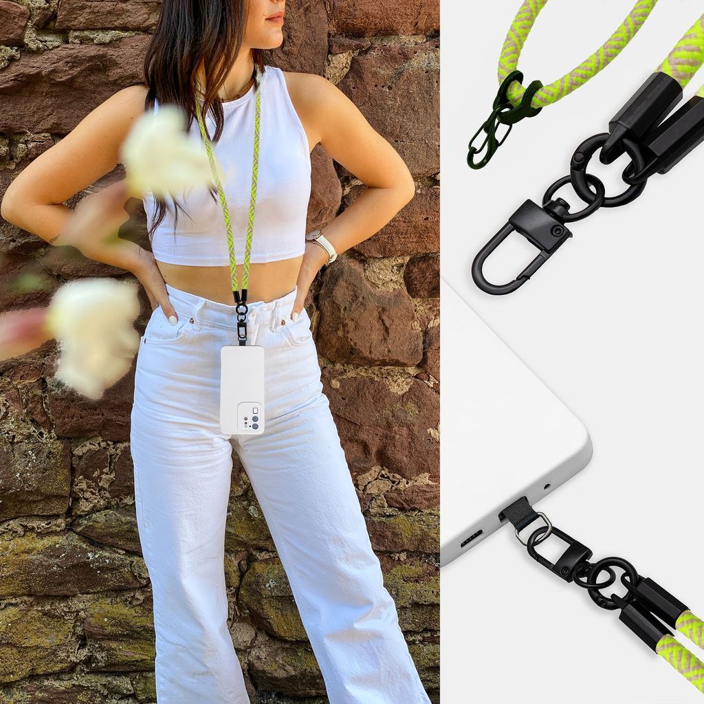 Cadorabo Handykette für Oppo A94 5G in GELB - Handy Hülle mit Verstellbaren Band Kordel zum Umhängen